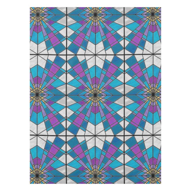 Toalha De Mesa Vidro de Mancha Azul e Roxo (Frente)