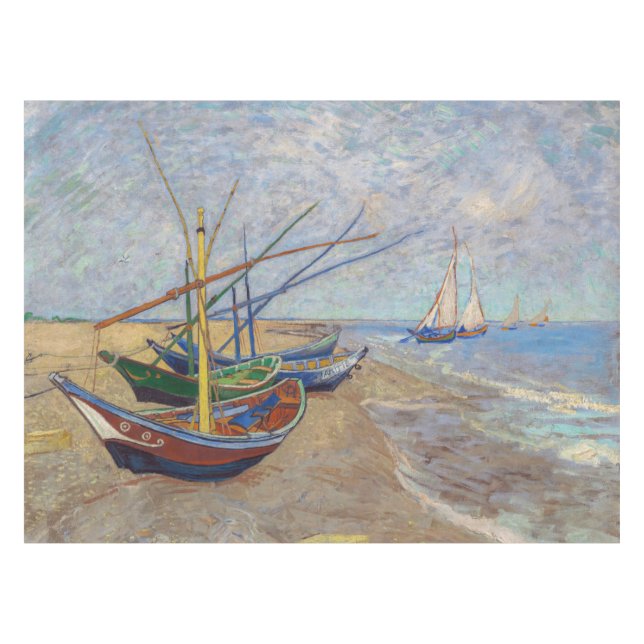 Toalha De Mesa Vincent van Gogh - Barcos de Pesca na Praia (Frente (Horizontal))