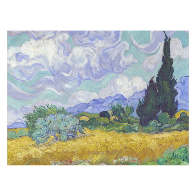 Toalha De Mesa Vincent Van Gogh - Campo de Trigo com Ciprestes (Frente (Horizontal))