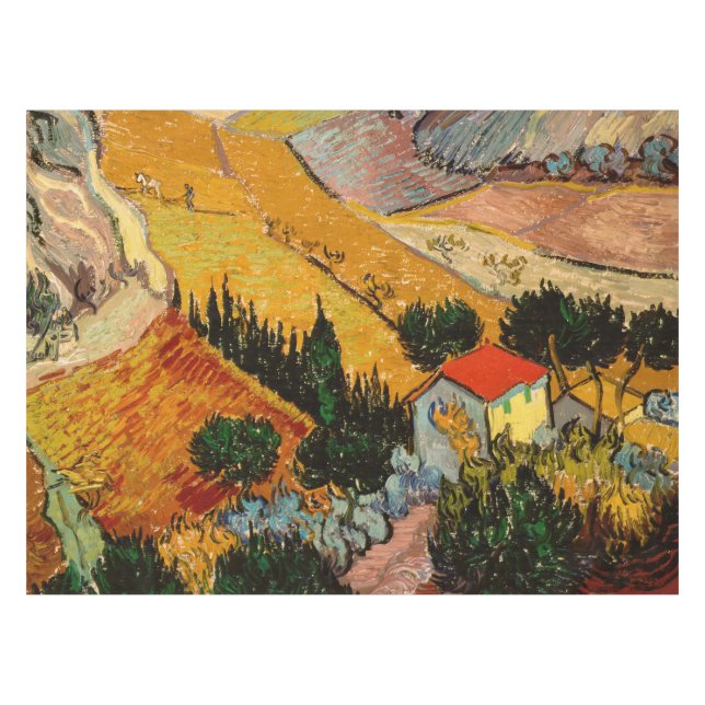Toalha De Mesa Vincent van Gogh - Paisagem, Casa e Plowman (Frente (Horizontal))