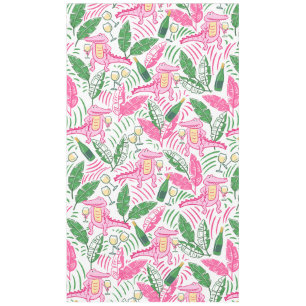 Toalha De Mesa Vinho de Jacaré Rosa Verde Préppy