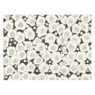 Toalha De Mesa Vintage 1902 Japonês Floral: Flor Branca Preta