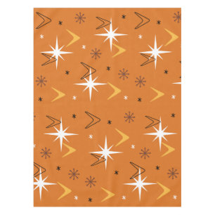 Toalha De Mesa Vintage 1950 Boomerangs Stars Orange