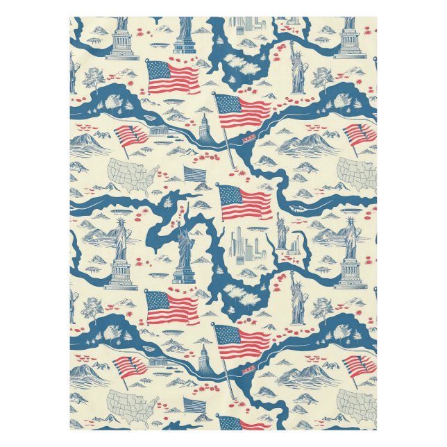 Toalha De Mesa Vintage American Landmark Pattern (4) (Frente)
