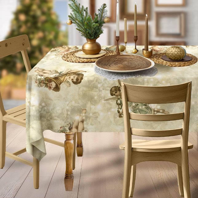 Toalha De Mesa Vintage Angels Glittering Dourado ID136 (Criador carregado)