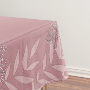 Toalha De Mesa Vintage Botânica Dusty Rosa Pink