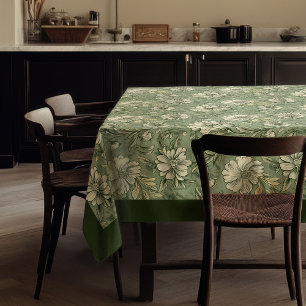 Toalha De Mesa Vintage-chic, flores verdes e brancas de pasta mol