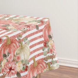 Toalha De Mesa Vintage Cream Red Glitter Strike Floral Pumpkin