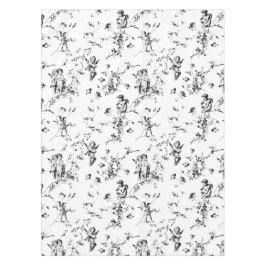 Toalha De Mesa Vintage Cupid Angels Floral Black White Toile