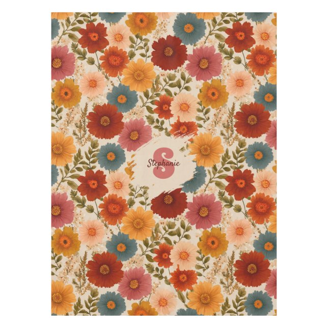 Toalha De Mesa Vintage Daisy Floral Patterno (Frente)