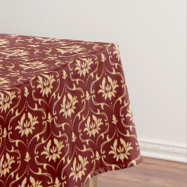 Toalha De Mesa Vintage Dourada Damask on Burgundy