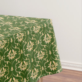 Toalha De Mesa Vintage Dourada Damask on Forest Green