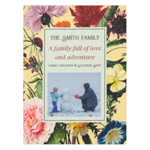 Toalha De Mesa Vintage Elegant Floral Custom Text Photo Yellow