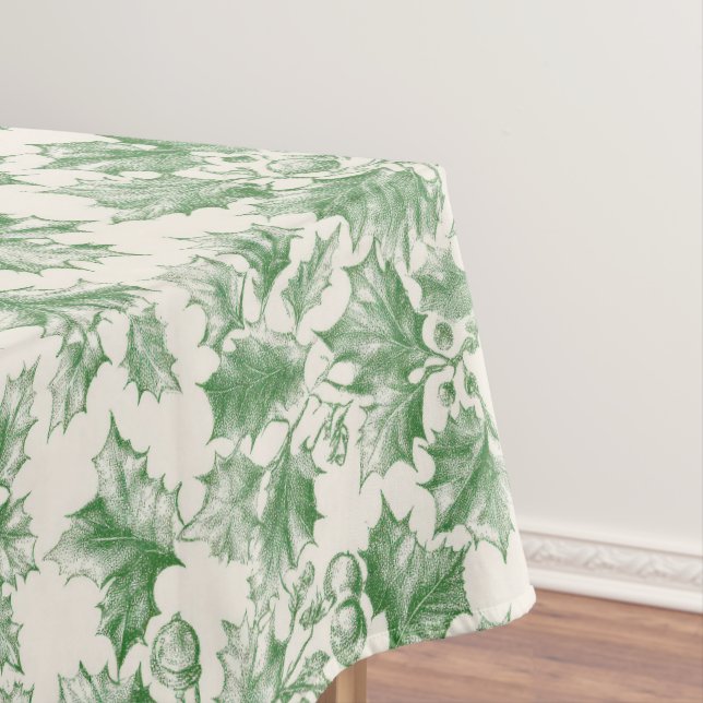 Toalha De Mesa Vintage Green Holly Pattern (Posição Original)
