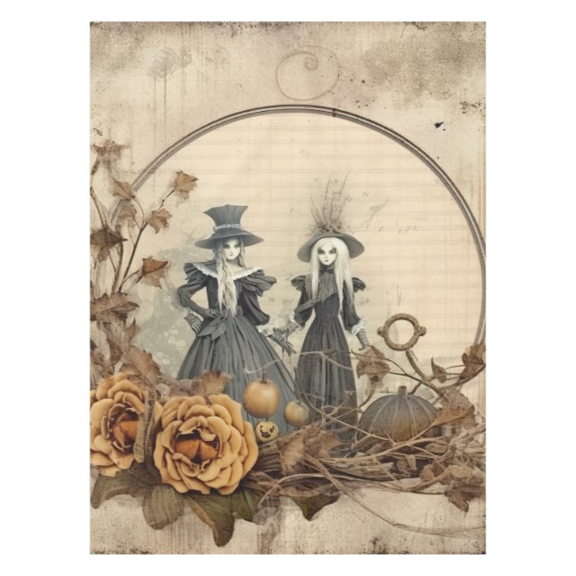 Toalha De Mesa Vintage Halloween Witchcraft (12) (Frente)