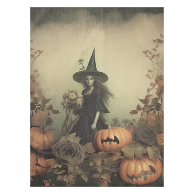 Toalha De Mesa Vintage Halloween Witchcraft (3) (Frente)
