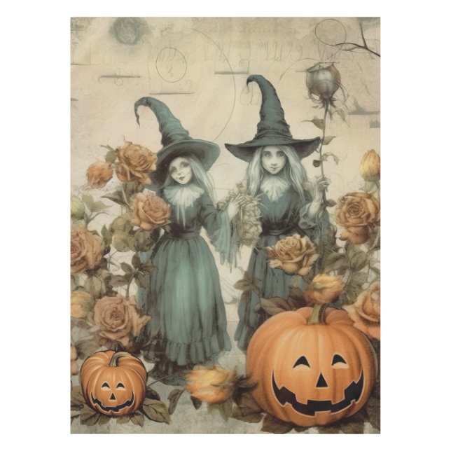 Toalha De Mesa Vintage Halloween Witchcraft (6) (Frente)