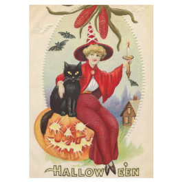 Toalha De Mesa Vintage Halloween Witness e Black Cat