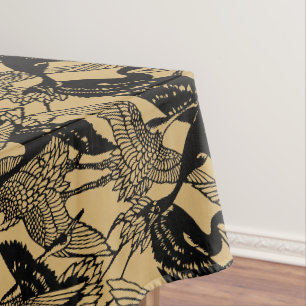 Toalha De Mesa Vintage Japonês Crane Pattern