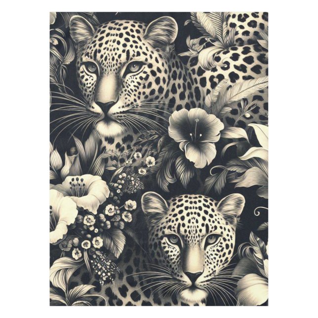 Toalha De Mesa Vintage Jungle Jaguar (Frente)