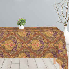 Toalha De Mesa Vintage Orange, Purple and Gold Floral Pattern