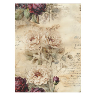 Toalha De Mesa Vintage - Pergaminho - Carta de Amor com Flores (7