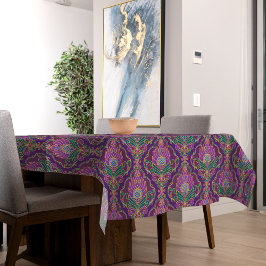 Toalha De Mesa Vintage Purple, Green and Gold Floral Pattern