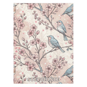 Toalha De Mesa Vintage Sakura Cherry Blossom & Bird Aestética 5