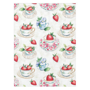 Toalha De Mesa Vintage Strawberry Teacup Padrão Floral