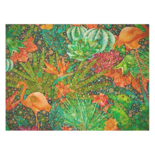Toalha De Mesa Vintage Verão Flamingo, Horto Tropical Floral
