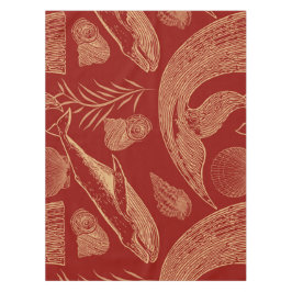 Toalha De Mesa Vintage - Vermelho de Baleia Náutica