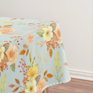 Toalha De Mesa Vintage Watercolor Fall Autumn Flowers Botânico
