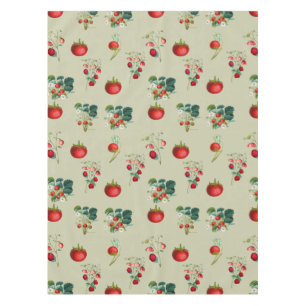 Toalha De Mesa Vintage Watercolor Morangos e Folhas