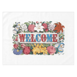 Toalha De Mesa Vintage WELCOME Flowers Partido do Aquecimento Fam