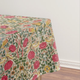 Toalha De Mesa Vintage William Morris Pink Yellow Bird Floral