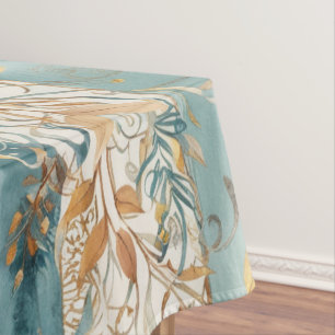 Toalha De Mesa Vintagem de Teal do Ouro Esplendor de Outono Encan
