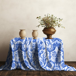 Toalha De Mesa Vintagem gráfica Monograma azul toile de jouy