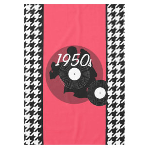 Toalha De Mesa Vintagem rosa, preta e branca verificada