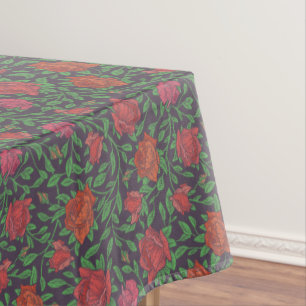 Toalha De Mesa Vitoriano Gótico Rosas Vermelhas e Fuchsia Perfeit
