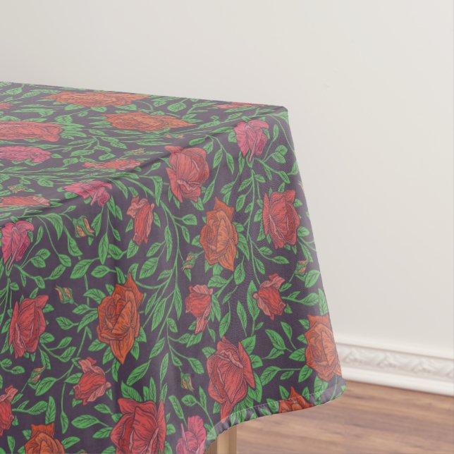 Toalha De Mesa Vitoriano Gótico Rosas Vermelhas e Fuchsia Perfeit (Posição Original)