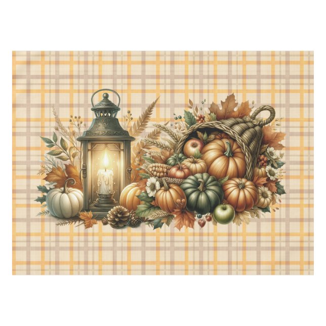 Toalha De Mesa Warm Red and Orange Farmhouse Thanksgiving (Frente (Horizontal))