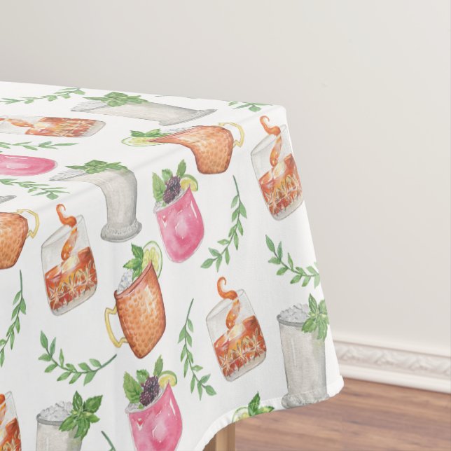 Toalha De Mesa Watercolor Derby Day Mint Julep Drinks (Posição Original)