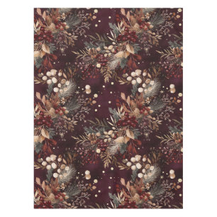 Toalha De Mesa Watercolor Pine e Berry, padrão floral de férias