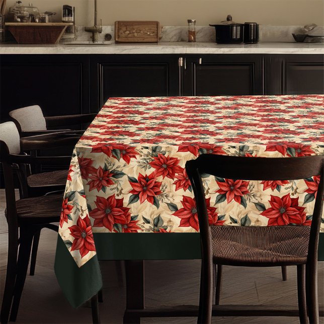 Toalha De Mesa Watercolor Poinsettia Tablecloth Rustic Christmas (Watercolor Poinsettia Tablecloth Rustic Christmas)