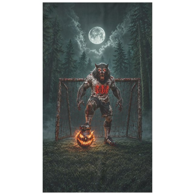 Toalha De Mesa Werewolf Soccer Player Halloween Horror Art (Frente)