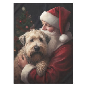 Toalha De Mesa Wheaton Terrier com Papai Noel Natal Festivo