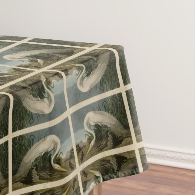 Toalha De Mesa White Heron, Egret Excelente, Aves de Audubon da A (Posição Original)