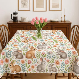 Toalha De Mesa Wildlife Rabbit Pink Floral Pattern Tablecloth