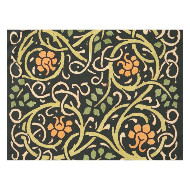 Toalha De Mesa William Morris Black Floral Art Impressão Design (Frente (Horizontal))