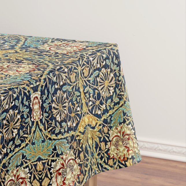 Toalha De Mesa William Morris Floral Padrão Dourado Turquoise Ver (Posição Original)